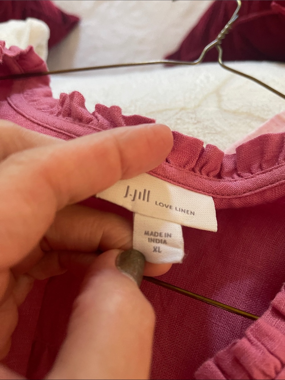 J. Jill Pink Ruffle-Neck Linen Button Tunic - Picture 5 of 6